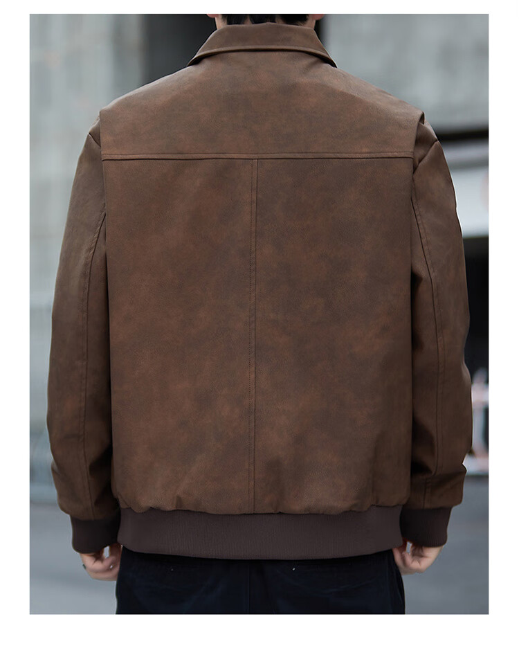 JEEP SPIRIT Men's Leather Jacket, Casual High-End Style, Trendy Suede Coat for Autumn And Winter 12