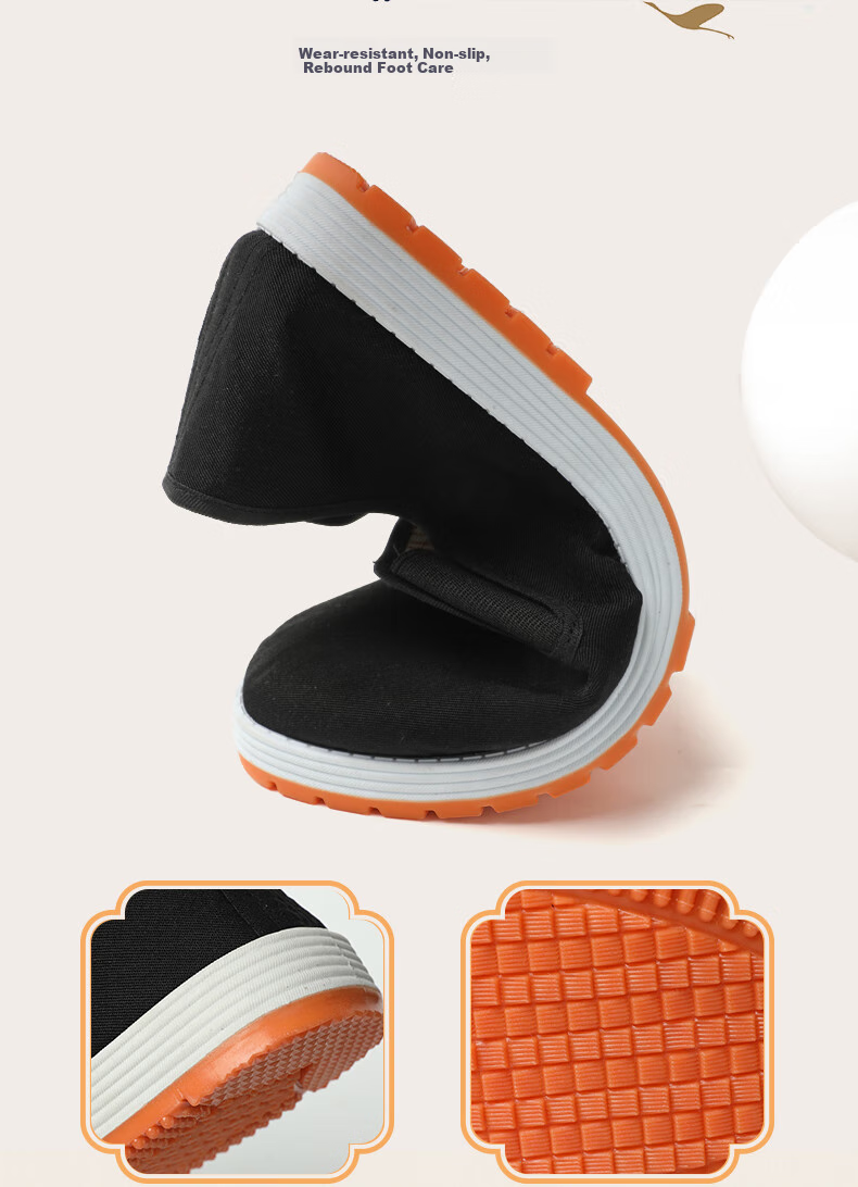 FOOTOPPO Men's Cloth Shoes with Fleece Lining, Traditional Beijing Style, Thick Cotton Shoes for Autumn And Winter, Comfortable Footwear for Elderly Me 5