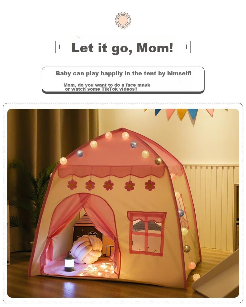 Little Dove Children's Tent Indoor Playhouse/princess Castle Pink Castle (Including Thickened Floor Mat + Ice Silk Mat) 8