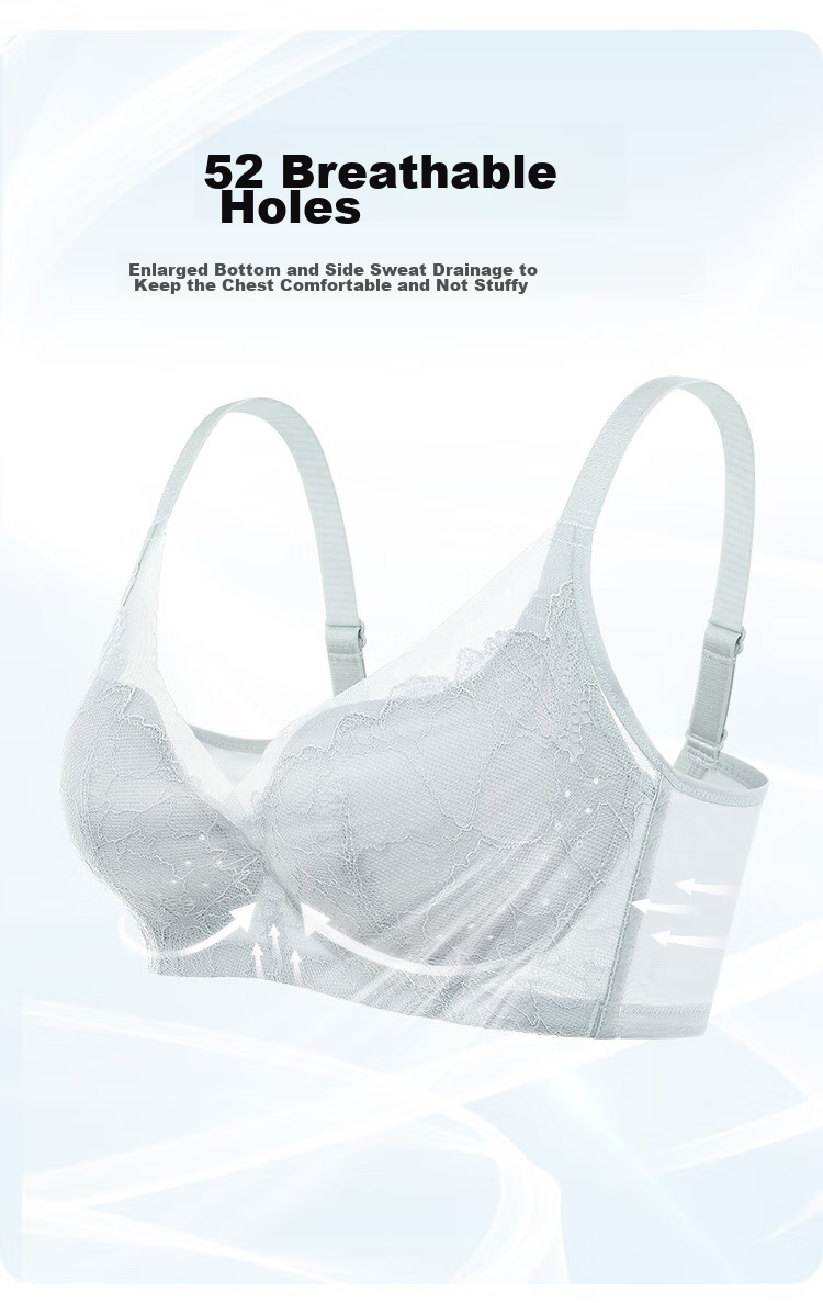 Ordifen 26 New Women's Underwear, Lightweight, Slimming, Perforated Cups, Breathable, Soft Wireless, Seamless, Low-Collar Bra Set XB4206 5