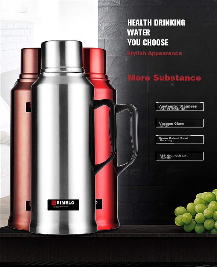 SIMELO Insulated Bottle, Large Capacity Glass Liner Thermos Flask, Warm Water Bottle for Home And Dormitory Use, Hot Water Bottle, 3.2L Natural Color 8