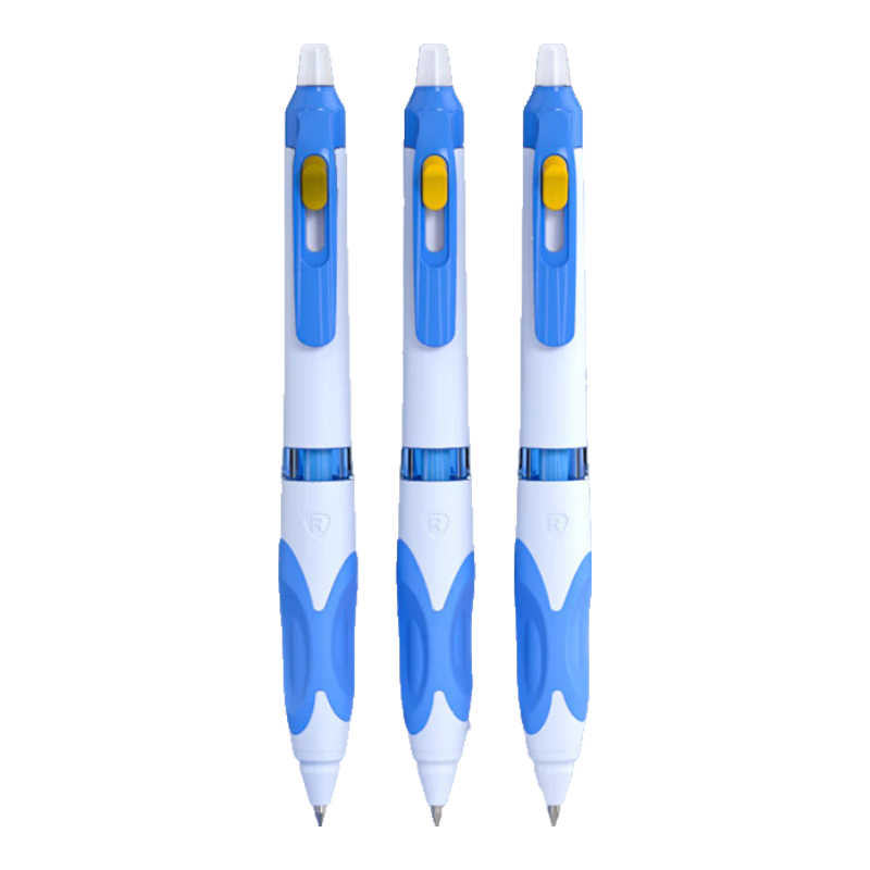 M&G Stationery Retractable Erasable Gel Pen, Butterfly Grip Crystal Blue Ink Pen, Elementary School Student Posture-Correcting Non-Slip Signature Pen, 3-Pack Blue Barrel AKPK5303 Exam