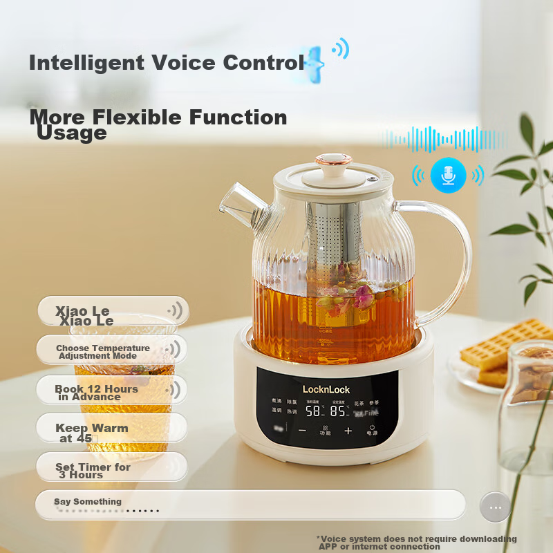 LOCK&LOCK All-Glass Health Pot, Baby Formula Maker with Temperature Control, Tea Maker for Office And Home Use, Electric Kettle with Tea Strainer