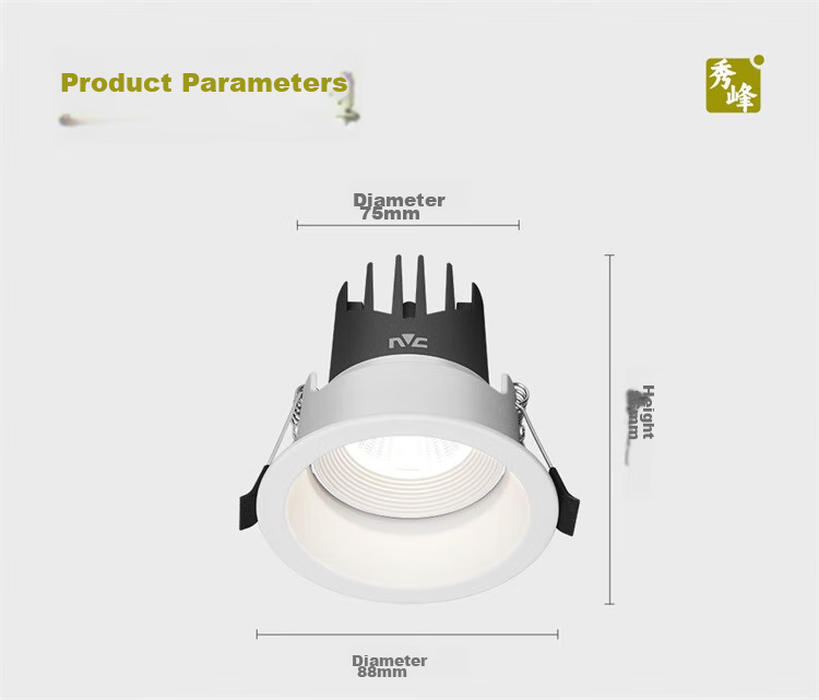 NVC LED Spotlight, Recessed for Home Use, Background Wall Anti-Glare Washer, Small Hill Aluminum Material, White, 7 Watts, Warm White Color Rendering Index Ra98 18