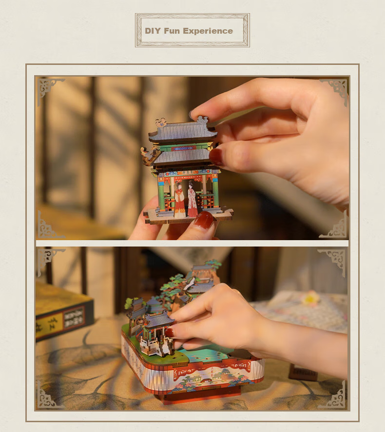 Tongqu Daguangyuan National Museum Co-Branded Assembly Music Box Toy, Handmade Musical Building Block Ornament, 3D Puzzle, Birthday Gift 9