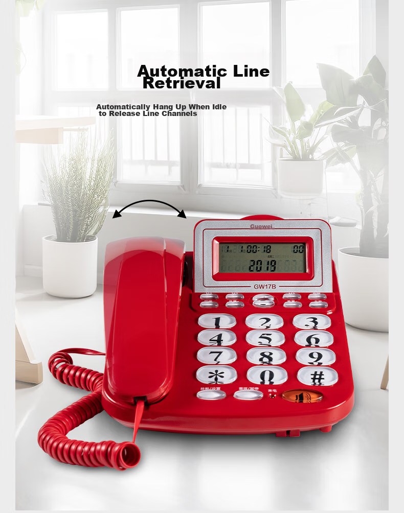 Guowei Landline Telephone, Fixed-Line Phone for Business Office And Home Use, Battery-Free Dual Interface with Caller ID, Internal Intercom, Ringtone Volume Adjustment GW17B (White) 10