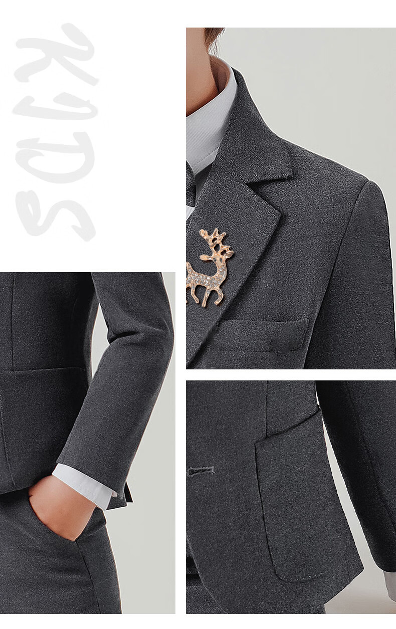 Luomeng Children's Suit Set for Boys, Spring And Autumn Formal Wear for Flower Boys And Hosts, Boy's Suit, Gray, Size 160 18