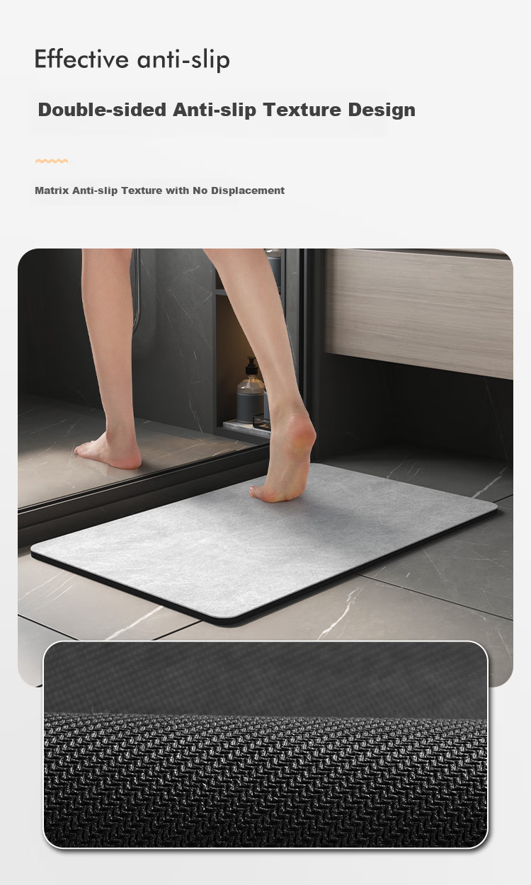 Qiqijia Household Diatomaceous Earth Mat, Absorbent Mat, Bathroom Entrance Foot Mat, Non-Slip Bath Mat, Quick-Drying Washroom Mat 6