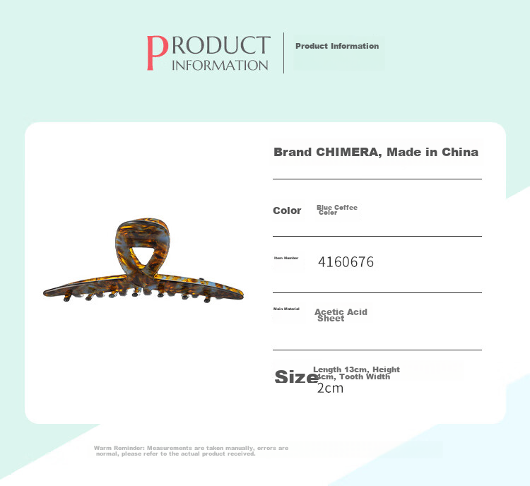 CHIMERA Simple Acetate Board Shark Clip High-End Hairpin Hair Claw Clip for Back of Head, Bun Maker, Women's Mid-Autumn Festival Gift 23