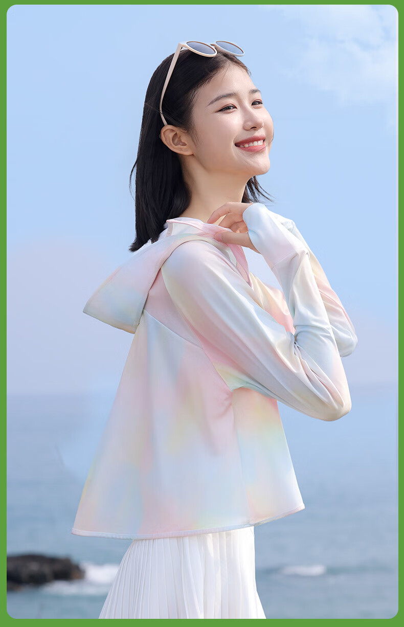 Miiow Women's Sun Protection Jacket Hooded Colorful Floral New Summer Thin UV Protection Ice Silk Cardigan Short Coat 16
