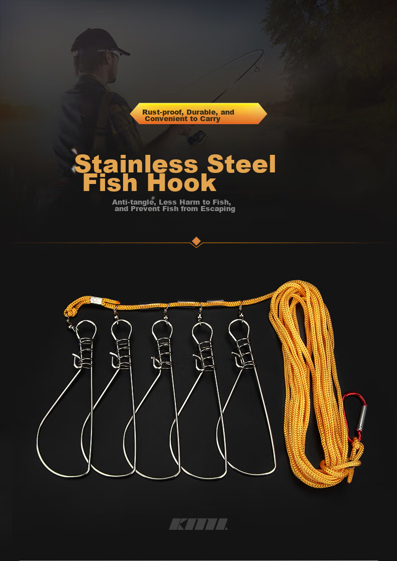 Kemailei Portable Stainless Steel Fish Lock Clasp, Multifunctional Fish Rope Lock Clasp, Fishing Accessories 1
