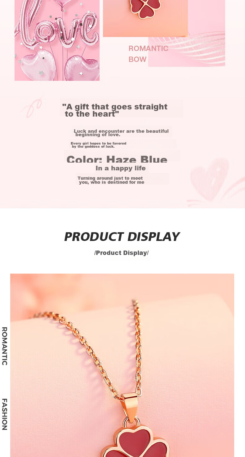 Grace Girl Four-Leaf Clover Necklace for Women, Simple And Elegant Rose Gold Collarbone Chain, Anniversary Birthday Gift for Girlfriend 13