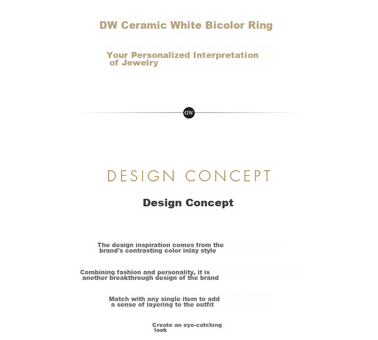 DanielWellington DW Ceramic White Rose Gold Ring for Women, Size 48 Couple Rings DW039 Birthday Gift for Girls 2