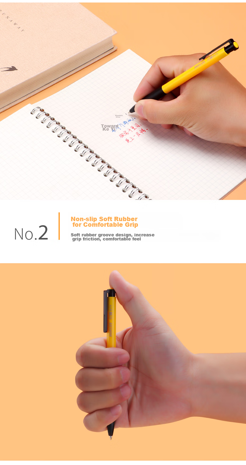 BAOKE B71 0.7mm Retractable Ballpoint Pen, Medium Oil Pen, Soft Rubber Grip, Office Supplies, Black, 60 Pens/tube 3