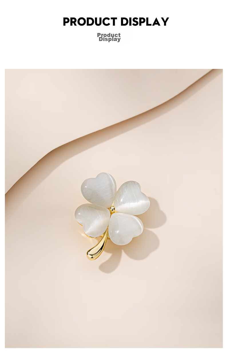 Qlady Cat Eye Four-Leaf Clover Brooch, High-End Women's Magnetic Clasp Corsage, Scarf Pin, Anti-Exposure Accessory, Mid-Autumn Festival And Birthday Gift 4