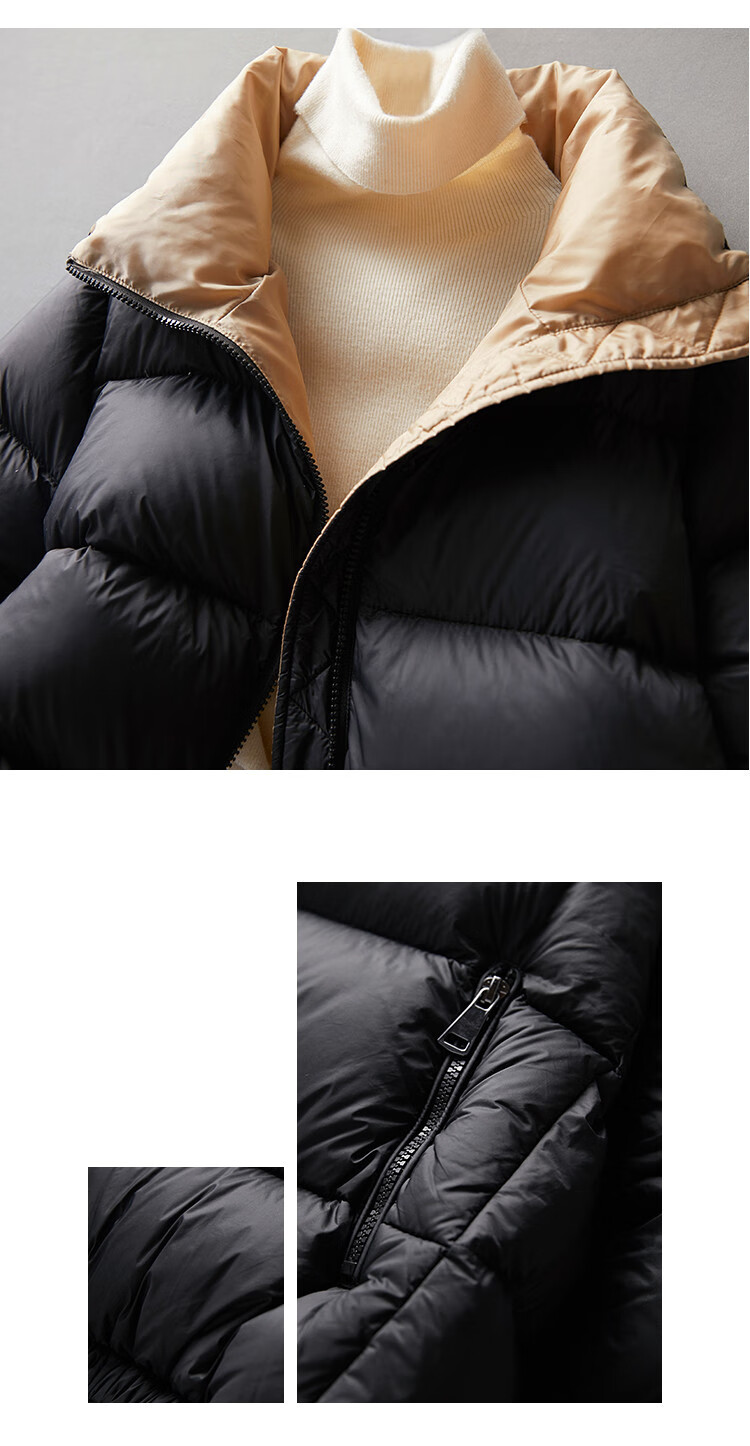 Dme [90% Down Thickened Fluffy Puffer Jacket] New Winter Style Stand Collar Cocoon-Shaped Petite Short Black down Coat for Wome 3