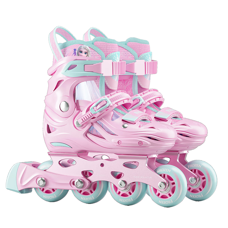 Disney Roller Skates for Children, Professional Beginner Inline Skates, Girls' And Boys' Roller Shoes, Pink Ice And Snow Set, Size L