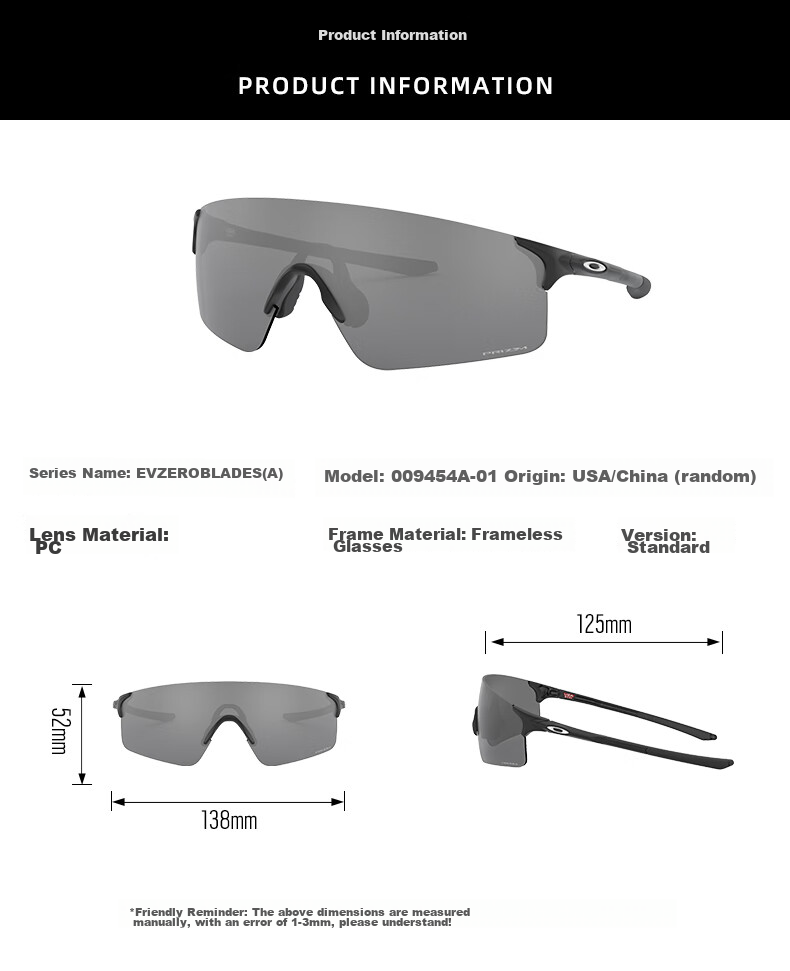 OAKLEY Cycling Glasses, Goggles, Sunglasses EVZERO BLADES, Sports Running Windproof Sunglasses 9454A 2