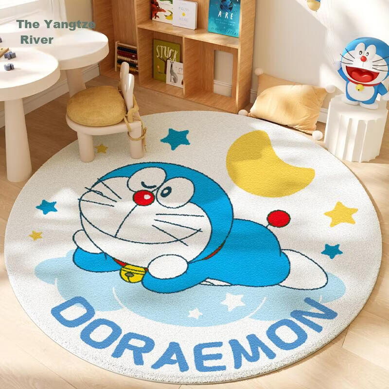 Dajiang Doraemon Official Collaboration Bedroom Bedside Rug, Round Children's Room Floor Mat, 100x100cm