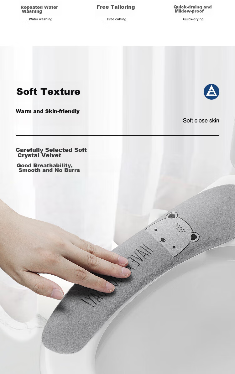 Creative Art Toilet Seat Cover, Autumn And Winter Warm Thick Fleece-Lined Washable Toilet Ring Pad, Winter Sitting Set with Zipper, Universal Extra Thick Warm Antibacterial Non-Shedding 3