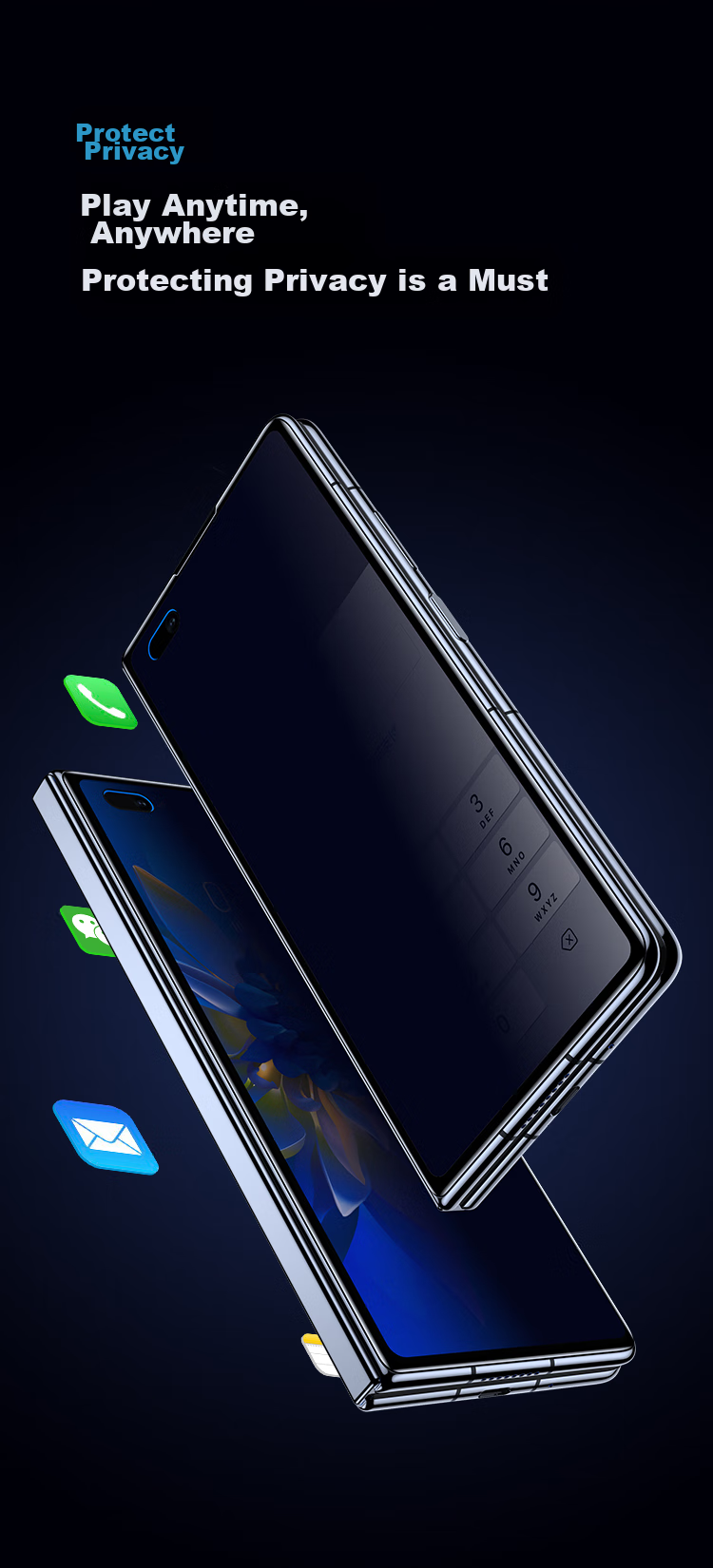 BIAZE Privacy Screen Protector for Huawei Mate X2, Matex2 Collector's Edition Phone Film, Foldable Screen 5G Protective Film, Full Coverage 28° Anti-Peeping HD Anti-Fingerprint JM138 8