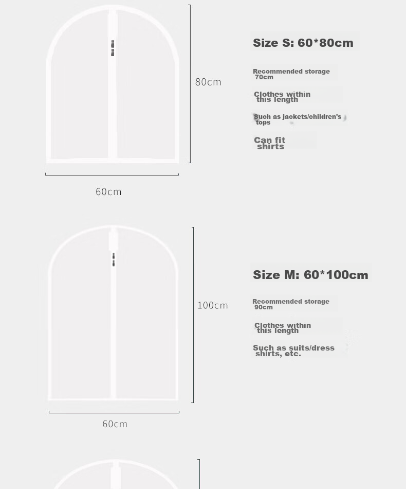Jicang Dust Cover Hanging Bag, Household Transparent PEVA Garment Storage Bag, Closet Zipper-Style, 3-Pack, 60cm, for Clothes, Coats, And Suits 15