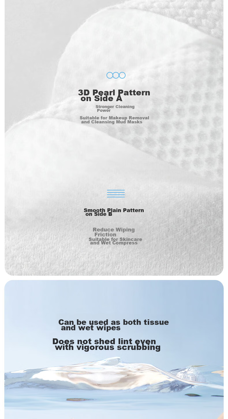 MINISO Disposable Face Towels, 100 Sheets Per Pack, Face Wipes for Dry And Wet Use, AB Double-Sided Cleansing Towels, Extra Large 20x20cm 7
