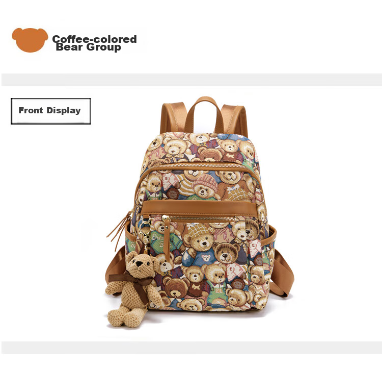 Xiaoxiongyilian Canvas Backpack for Students, Short-Trip Travel Bag with Large Capacity Compartments, Lightweight Women's Backpack, Valentine's Day Gift 15