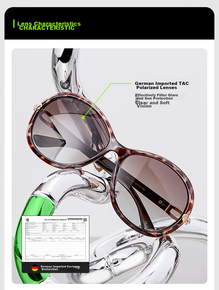 VEGOOS Polarized Sunglasses, Fashionable Large Frame, UV Protection, Sunshade for Women, Driving Glasses, 9021 Amber Tea Color 6
