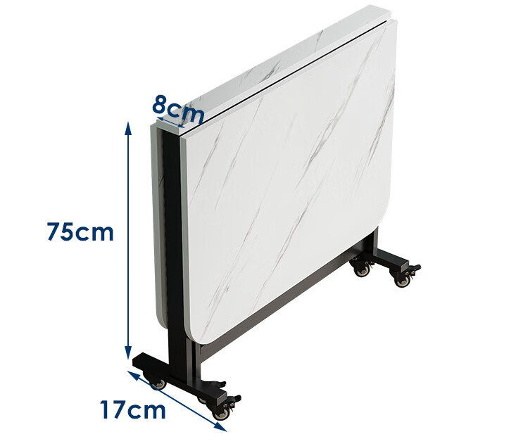 KULIN Folding Dining Table, Compact Size, Mobile Eating Table, Multi-Functional Extendable Ultra-Thin Square Table for Home Use, White, 1.2 Meters 19