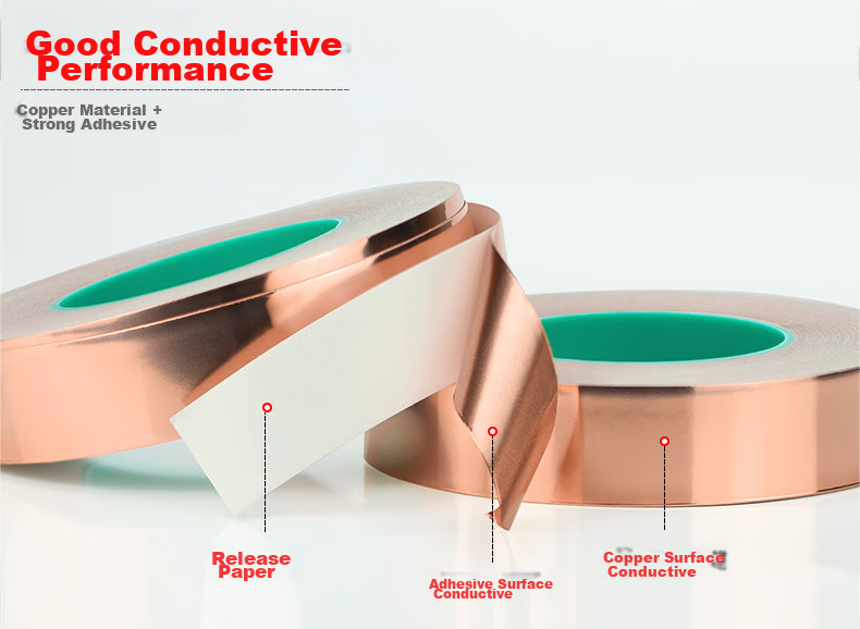 Oumai Double-Ended Copper Foil Tape, 10mm*20m, 0.065mm Thickened Pure Copper, Double-Sided Conductive, High-Temperature Resistant, Electromagnetic Shielding Tape, Radiation Protectio 5