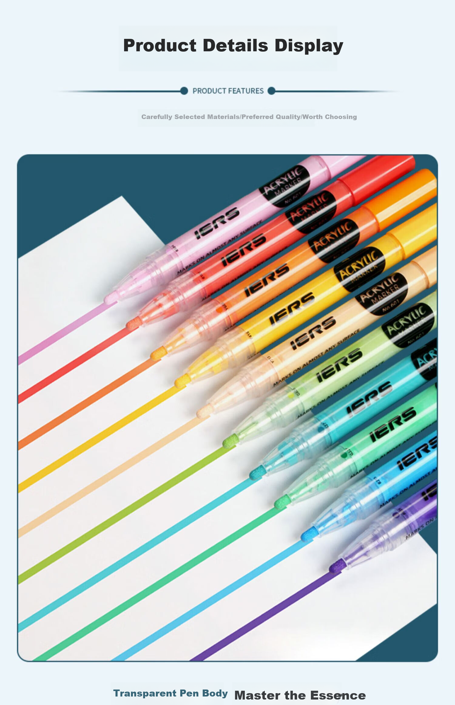 Aiersi IERS 601 Acrylic Marker Set, Creative Hand-Drawn Waterproof DIY Paint Shoes, Acrylic Pens for Students And Art Majors, Skin Color Painting Graffiti Pens, 48-Color Set for Art Sketching 6