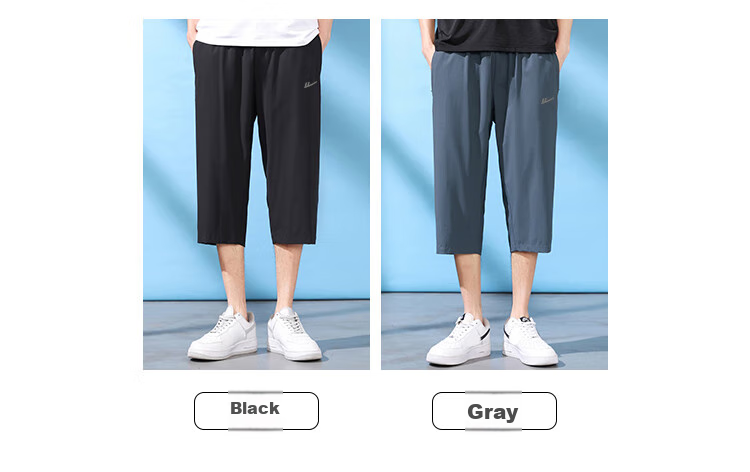 Huili Qifent Pants Summer Men's Shorts Ice Silk Pants Quick-Dry Breathable Trousers Men's Sports Casual Pants Black 4XL 11