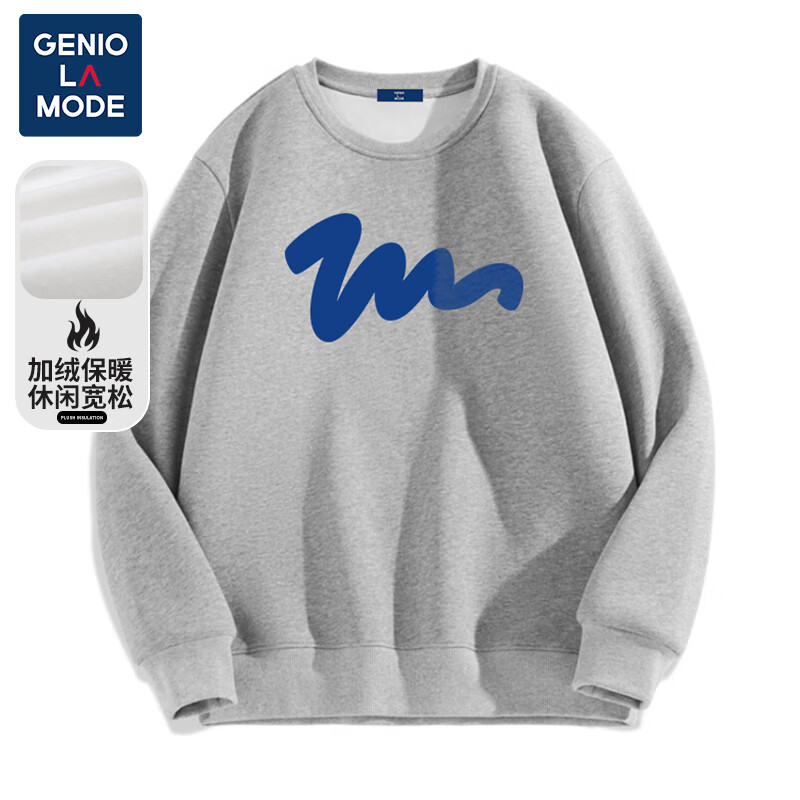 GENIOLAMODE Brand American Style Men's Sweatshirt 2025 Spring Autumn Thin Trendy Large Print Crewneck Jacket