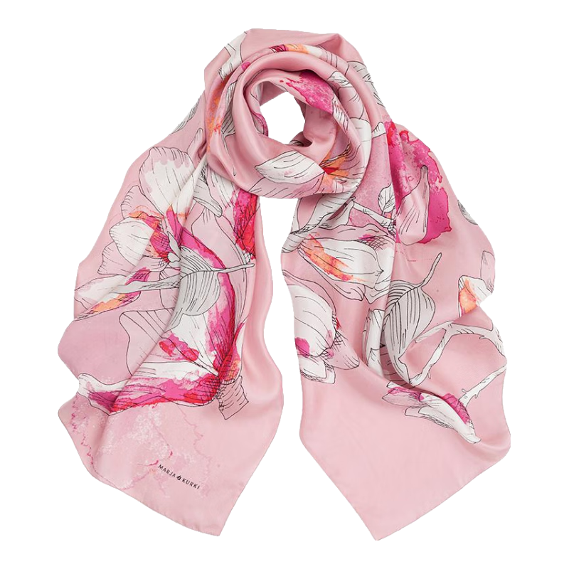 MARJA KURKI Mid-Autumn Festival Gift for Mom, High-Quality Imported 100% Mulberry Silk Shawl, Silk Scarf Gift Box for Women, Love Surrounds Pink