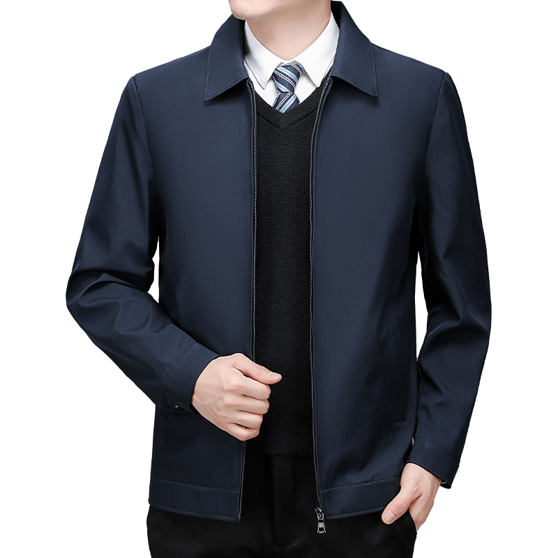 ROMON Men's Spring Autumn Business Casual Collar Executive Jacket MK21 Black 2XL