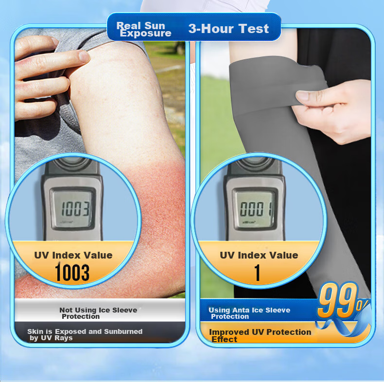 XTEP Ice Silk Arm Sleeves for Men And Women, Sun Protection Long Thin Gray Arm Covers for Summer Driving, Outdoor Sports, Cycling, UV Protectio 7