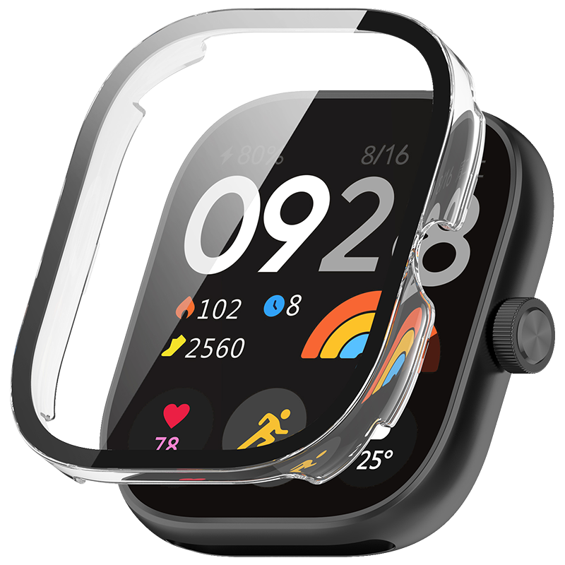 KMaxAI Compatible with Redmi Watch 5/4 Protective Film + Case, All-In Full Coverage, Xiaomi Redmi Watch Dial Protector & Screen Film, Hard Shell Anti-Fingerprint Tempered Glass Film, Transparent