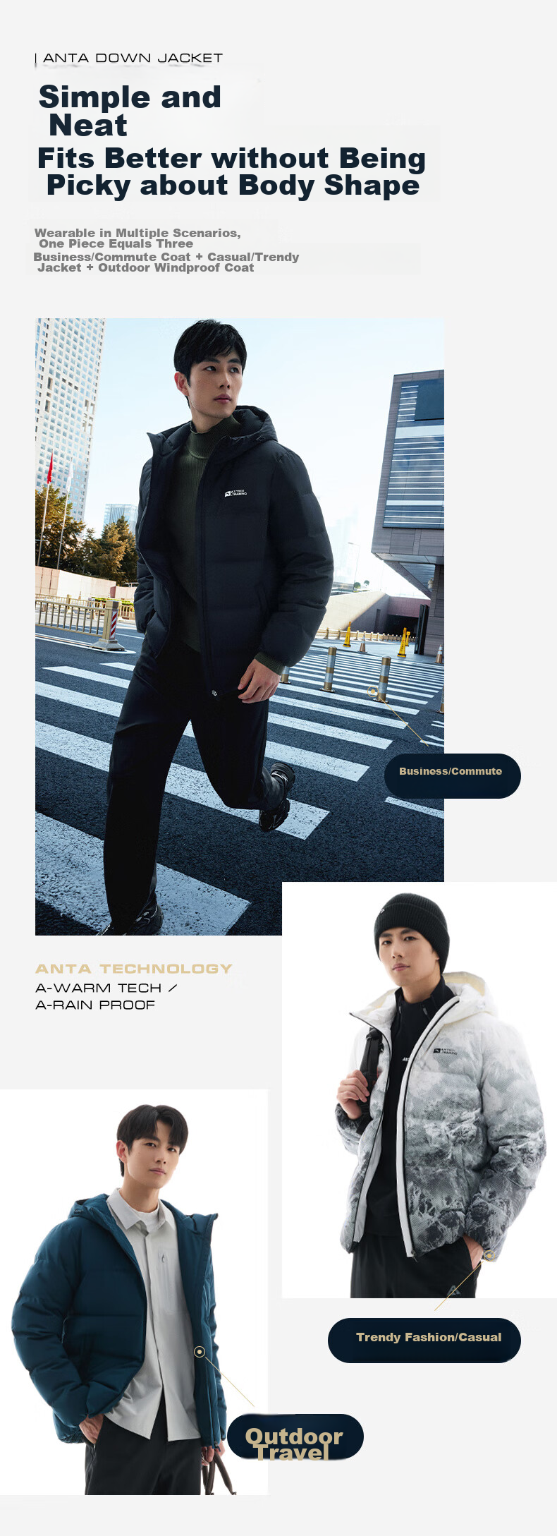 ANTA Bread Down Jacket | Short Hooded Down Coat Men Winter New Duck Down Warm Puffer Water-Repellent Jacket 8