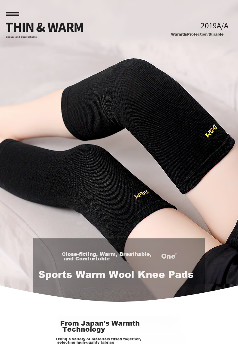 D&M Wool Knee Brace, Warm And Thickened, Joint Protection, Anti-Inflammatory, Fitness, Middle-Aged And Elderly, Running, Winter, Imported from Japan, One Piece 1
