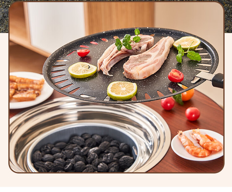Suncojia Barbecue Grill, Tea Brewing Set with Fire Pit, Home Charcoal Grill, Fire Heater, Grilling Stove, Meat Roasting Ove 5