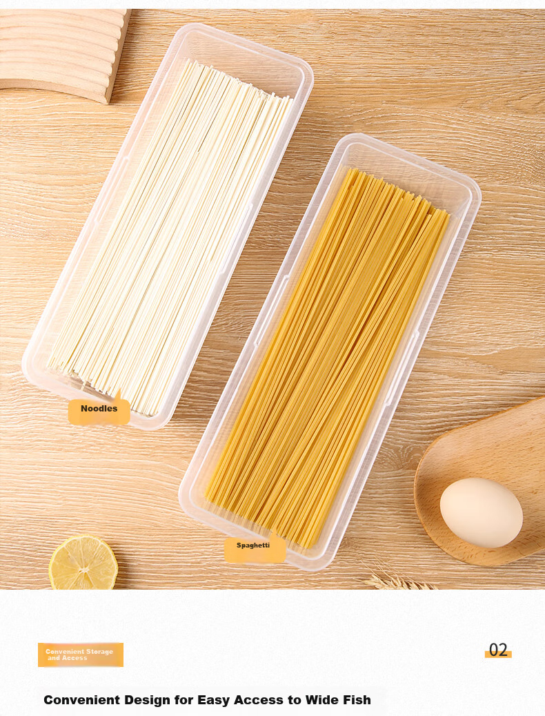 BJ Noodle Storage Box, Grain And Dried Noodle Container, Food-Grade Sealed Jar, Kitchen Noodle Organizer, 2 Pieces 4