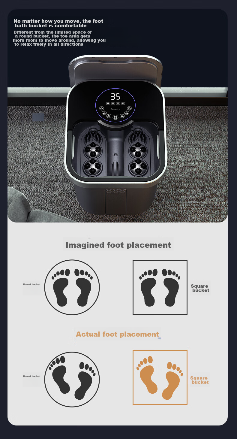 KASJ [Mid-Autumn Festival Gift] Antibacterial Foot Soaking Bucket, Fully Automatic Massage Electric Knee-High Foot Bath Basin, Constant Temperature Foot Therapy, Foot Washing, Gift for Elders, Birthday Z201 Present 3
