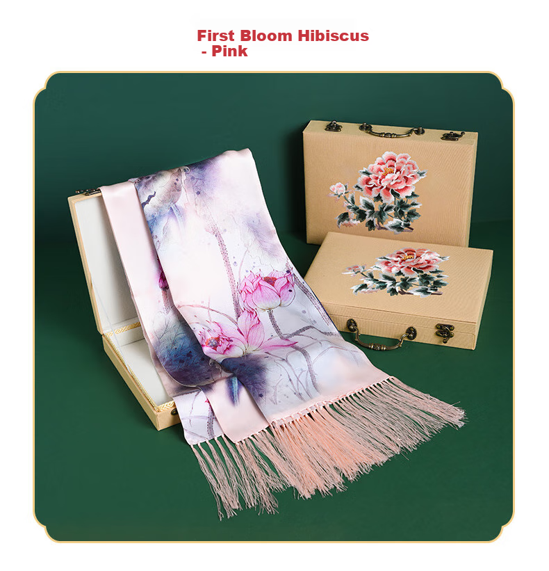 Hangsifu Silk Mulberry Silk Suzhou Embroidery Scarf, Flower Pattern Gift Box, Shawl, Outer Wear, Birthday Gift for Mom, High-End Mid-Autumn Festival Present 32