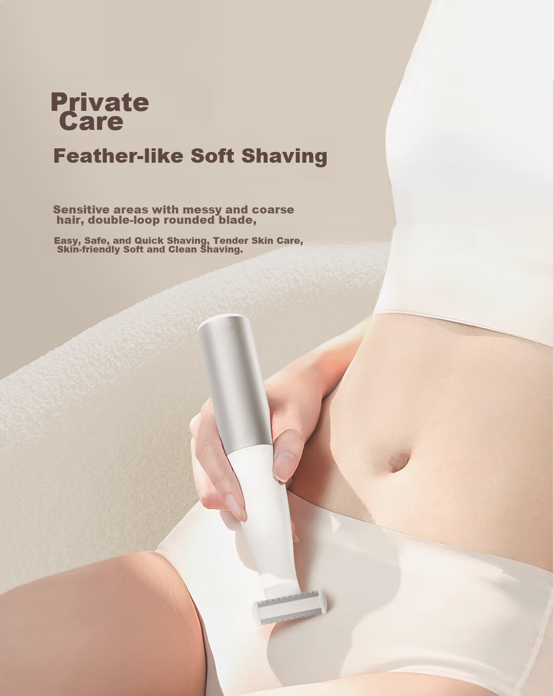 DOCOLAB Electric Hair Removal Device for Private Areas, Women's Intimate Shaver, Men's Genital Shaver, Underarm And Leg Hair Removal Tool with 4 Blades, Full Body Hair Removal Machine 6