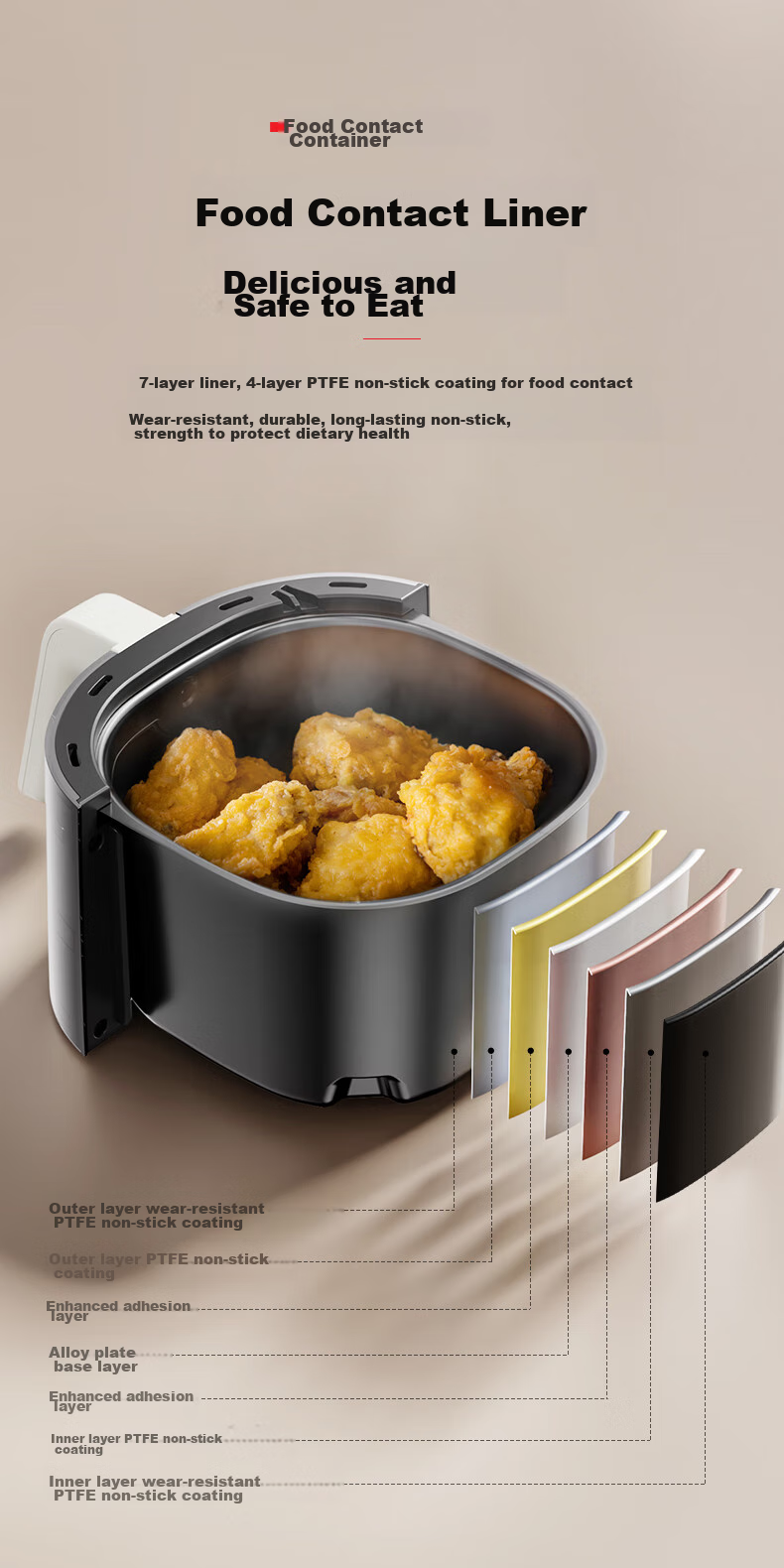TOSHIBA Second Generation Cyclone Base, Air Fryer Shark Fin Fan Blades, Low Oil Light Fat Non-Stick, Dual Knob Operation, 5L Air Fryer AF-50KHUC 7