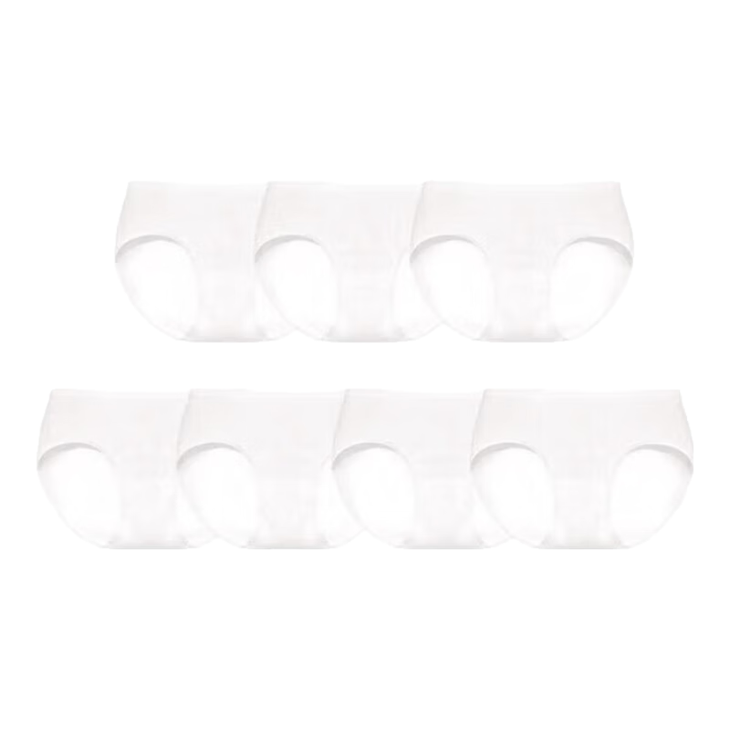 Ubras Disposable Pure Cotton Mid-Rise Travel-Friendly Maternity Washable Daily Disposable Women's Underwear, Water-Wash Style, White, 7 Pieces