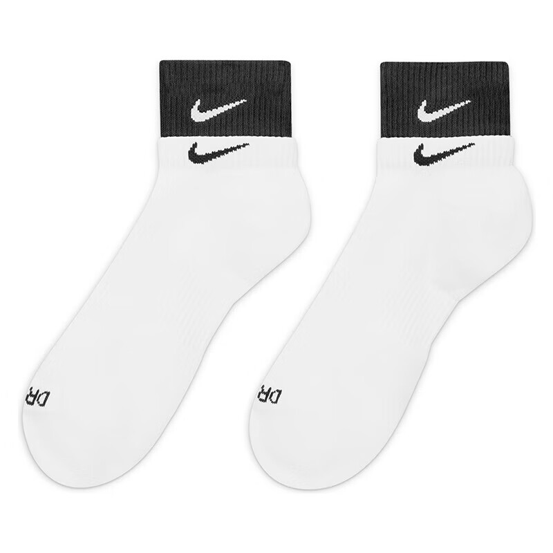 NIKE Accessories, Men's Short Socks, EVERYDAY PLUS Socks, DH4058-104, White And Black, Size L