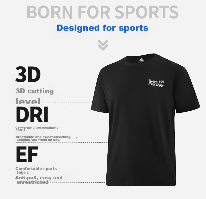 PEAK Men's Sports Set, Quick-Dry Breathable Casual Fitness Short-Sleeve Shorts Two-Piece Set, Black, Size L 4