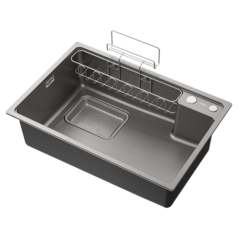 ARROW Kitchen Sink, Large Single Basin, Nano Textured, 304 Stainless Steel, for Washing Dishes And Vegetables, Integrated Basi